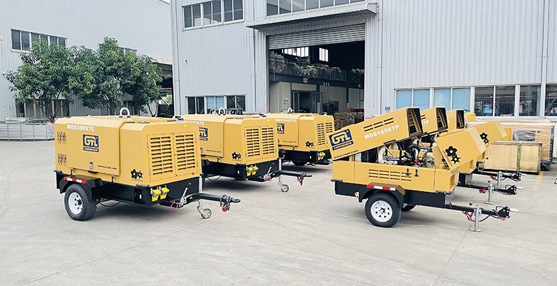 we loading 390cfm and 185cfm mobile screw compressors and lighting towers to South American use mining and construction area